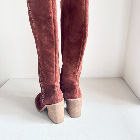 UGG Tall Suede Block Heel Winter Boots 6 - Picture 5 of 9